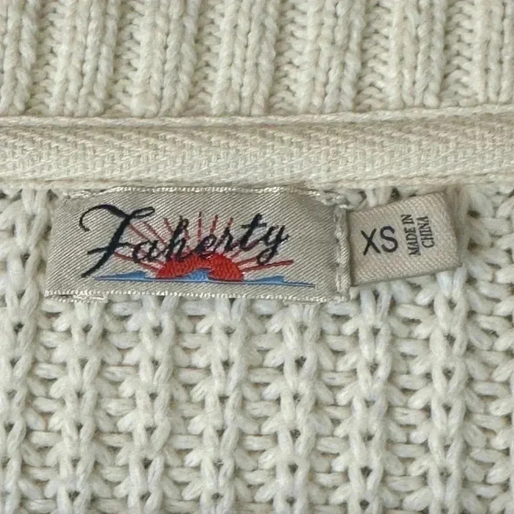 Faherty Women's XS Cuddle Cardigan Sweater Button Front Cream Cotton Nylon - Picture 2 of 6